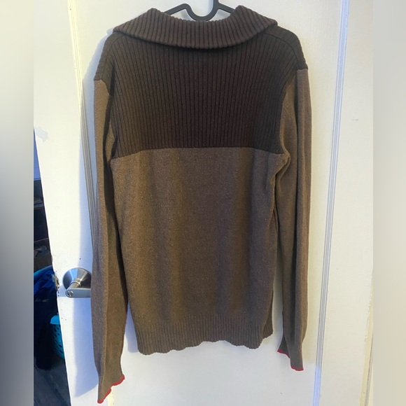 Men’s brown half button Sweater - Picture 2 of 3